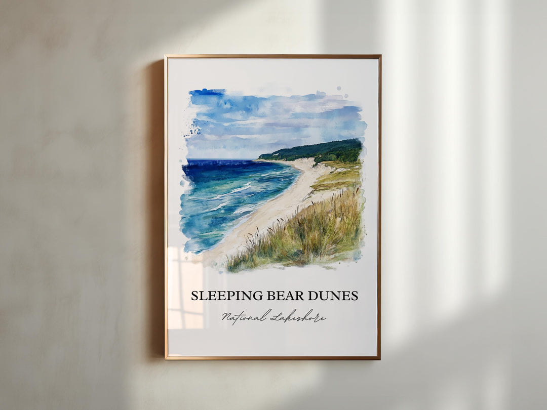Sleeping Bear Dunes Art, Manitou islands Print, Michigan Artwork, Sleeping Bear Dunes Gift, Travel Print, Travel Poster, Housewarming Gift
