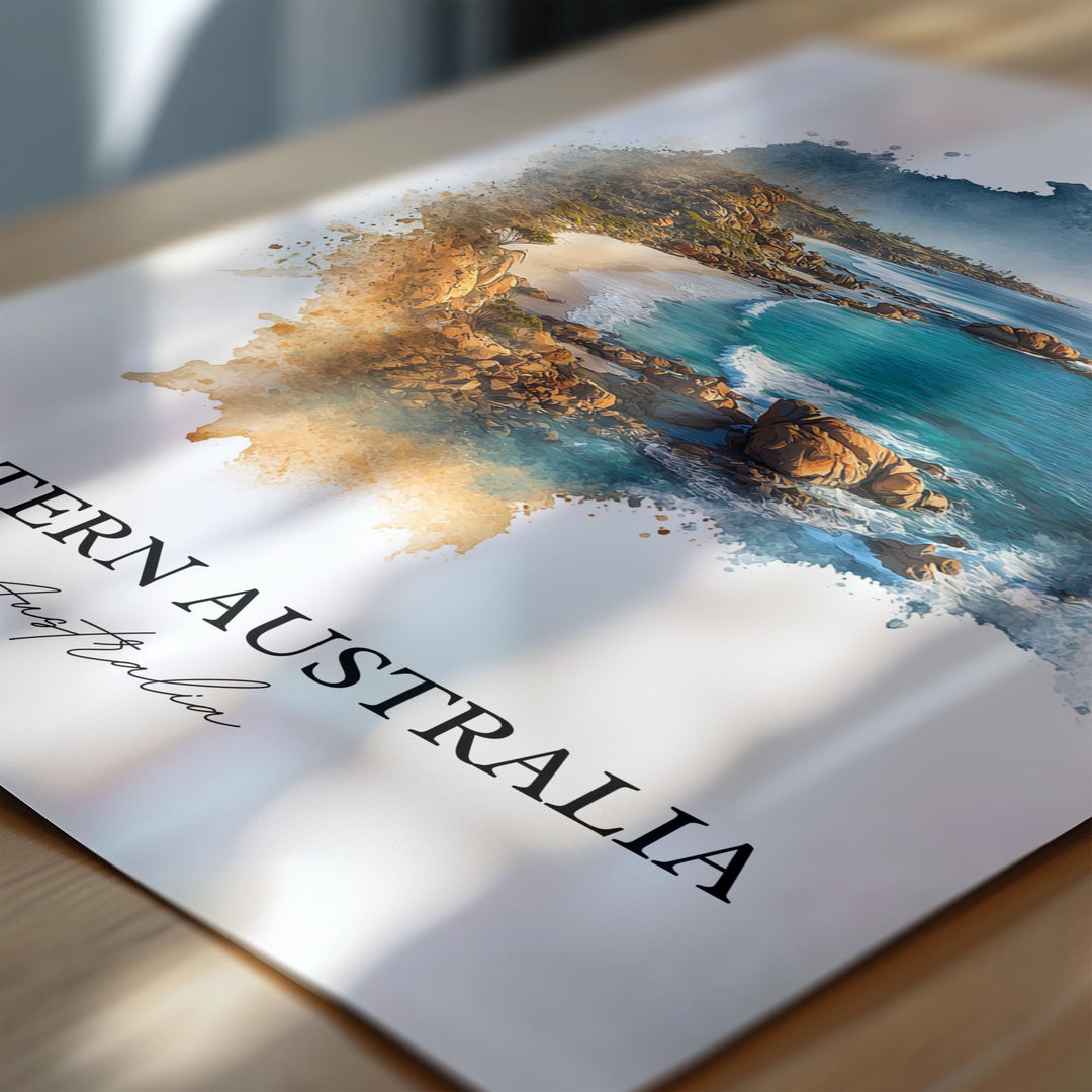 Western Australia Art, Australia Print, Australia Watercolor Art, Western Australia Gift, Travel Print, Travel Poster, Housewarming Gift
