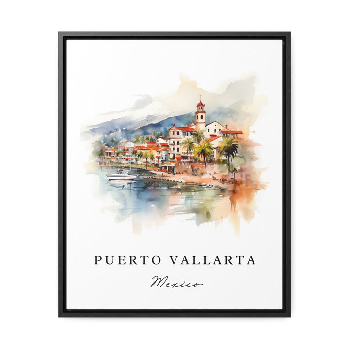 Peurto Vallarta traditional travel art - Mexico, Puerto Vallarta poster, Wedding gift, Birthday present, Custom Text, Personalised Gift