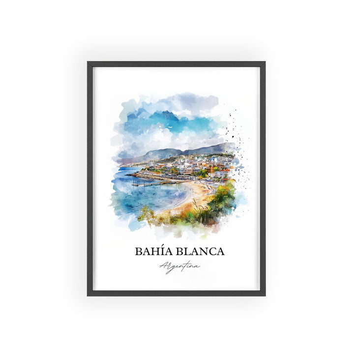 Bahia Blanca Wall Art, Buenos Aires Print, Argentina Watercolor Art, Bahia Blanca Gift, Travel Print, Travel Poster, Housewarming Gift