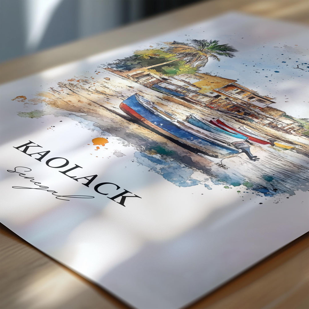 Kaolack Wall Art, Senegal Print, Senegal Watercolor Art, Kaolack Senegal Gift, Travel Print, Travel Poster, Housewarming Gift
