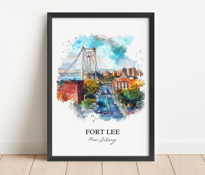 Fort Lee, New Jersey, USA – Watercolor Art Print of GW Bridge
