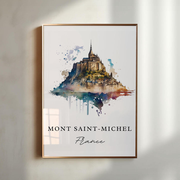 Saint Michel wall art - France, Saint Michel poster, Mont Saint Michel Wedding gift, Birthday present, Custom Text, Personalised Gift