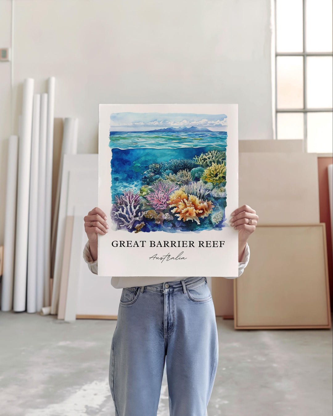 Great Barrier Reef Art, Barrier Reef Print, Australia Watercolor, Great Barrier Reef Gift, Travel Print, Travel Poster, Housewarming Gift