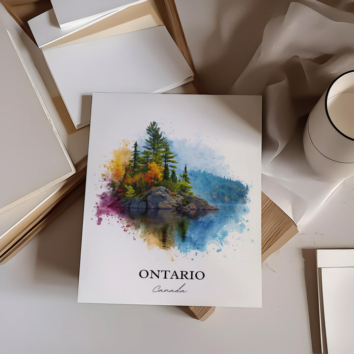 Ontario Wall Art, Ontario Print, Ontario Watercolor Art, Ontario Canada Gift, Ontario Travel Print, Travel Poster, Housewarming Gift