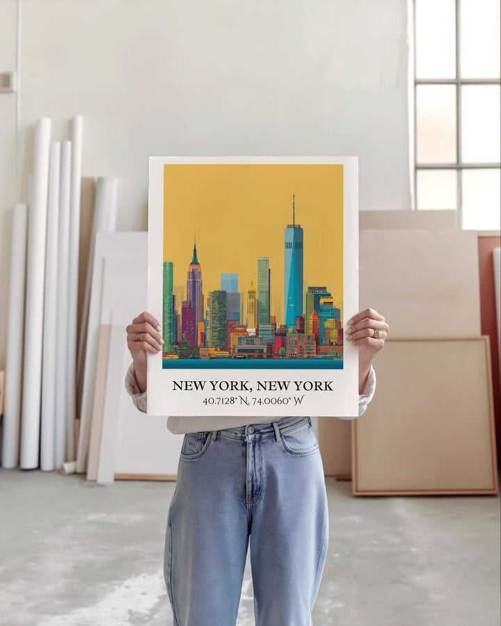 NYC Art, NYC Retro Travel Art, NYC Home Decor, Manhattan Gift, Manhattan Travel Art, Travel Prints, Housewarming Gift