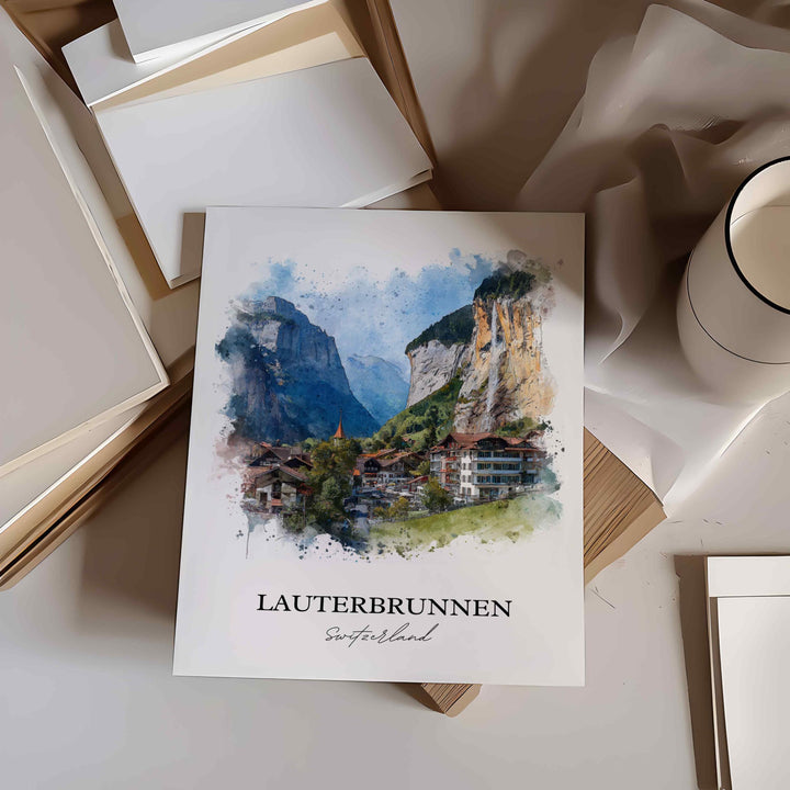 Lauterbrunnen, Switzerland – Watercolor Art Print