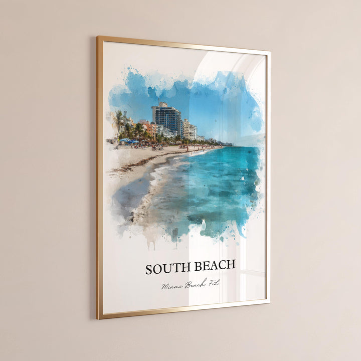 Miami Beach, Florida, USA – Watercolor Art Print