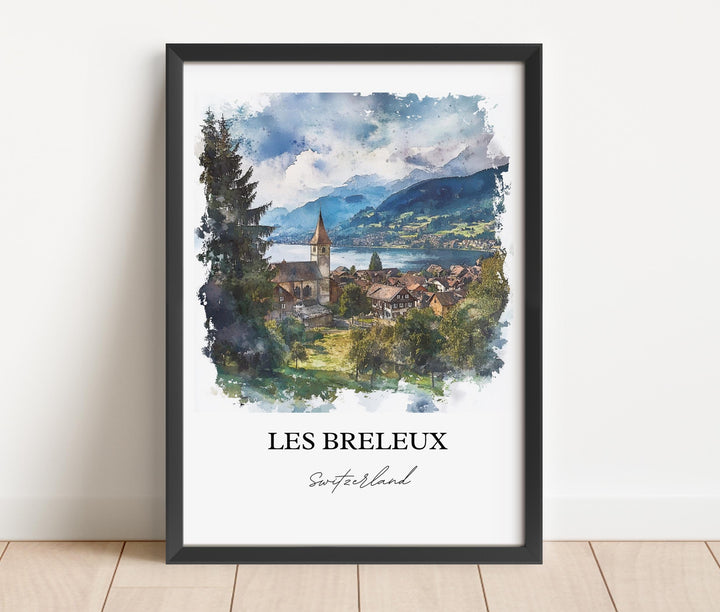 Les Breuleux Art, Switzerland Print, Les Breuleux Watercolor, Jura Canton Switzerland Gift, Travel Print, Travel Poster, Housewarming Gift