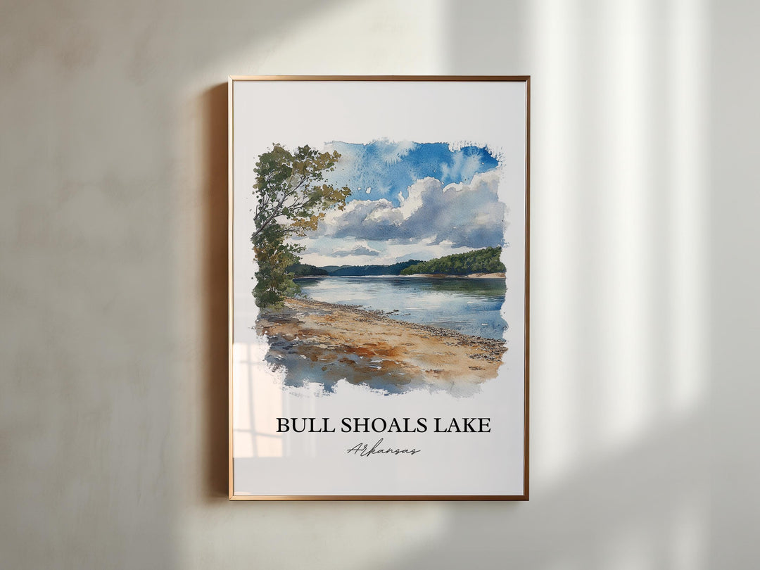 Bull Shoals Lake Wall Art, Ozarks Print, Arkansas Watercolor Art, Bull Shoals Lake Gift, Travel Print, Travel Poster, Housewarming Gift