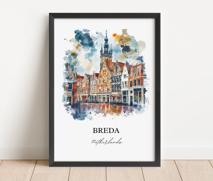 Breda Netherlands Wall Art, North Brabant Print, Netherlands Watercolor Art, Breda Gift, Travel Print, Travel Poster, Housewarming Gift