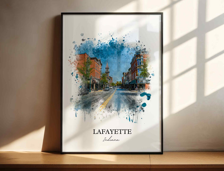 Lafayette, Indiana – Watercolor Art Print