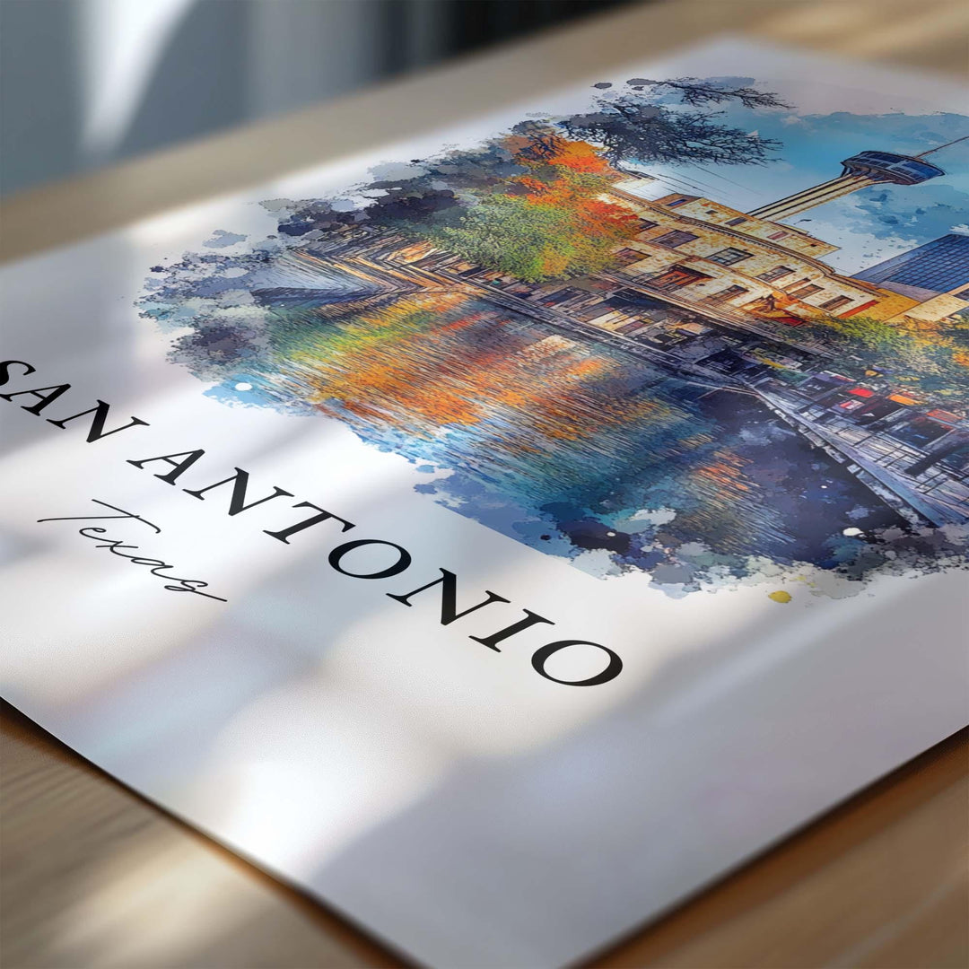San Antonio Wall Art, San Antonio TX Print, San Antonio Watercolor Art, San Antonio Gift, Travel Print, Travel Poster, Housewarming Gift