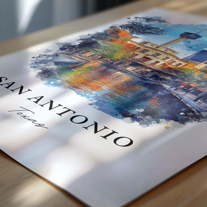 San Antonio Wall Art, San Antonio TX Print, San Antonio Watercolor Art, San Antonio Gift, Travel Print, Travel Poster, Housewarming Gift