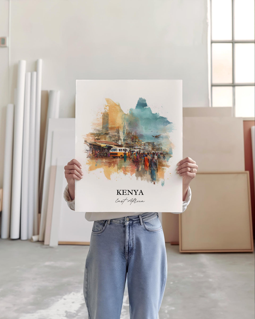 Kenya Wall Art, Kenya Print, Kenya Watercolor Art, East Africa Gift, Travel Print, Travel Poster, Housewarming Gift