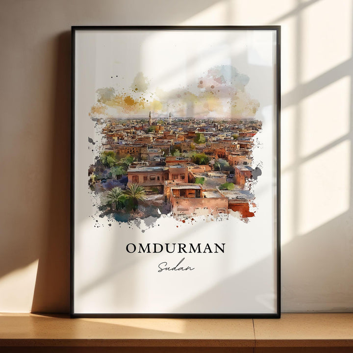 Omdurman Wall Art, Omdurman Print, Omdurman Watercolor Art, Omdurman Sudan Gift, Travel Print, Travel Poster, Housewarming Gift