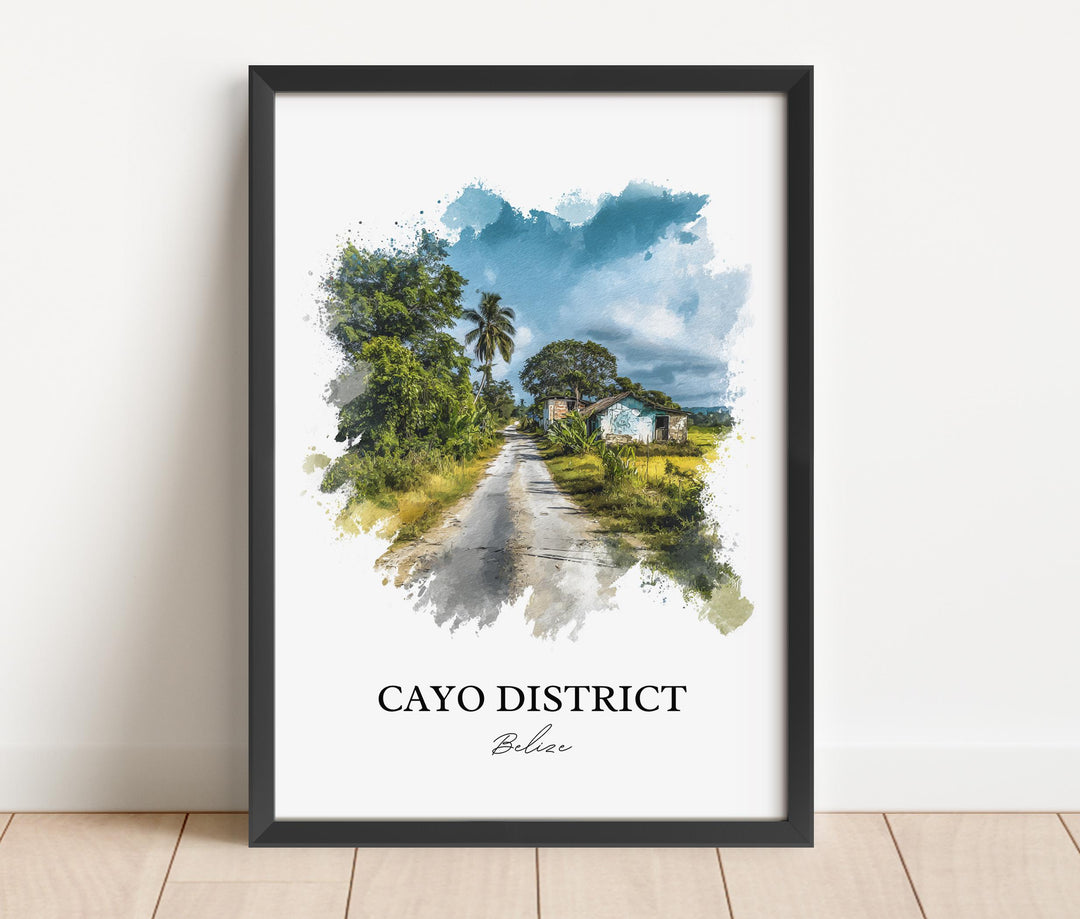 Cayo District Wall Art, Honduras Print, Honduras Watercolor Art, Cayo District Gift, Honduras Travel Print, Travel Poster, Housewarming Gift