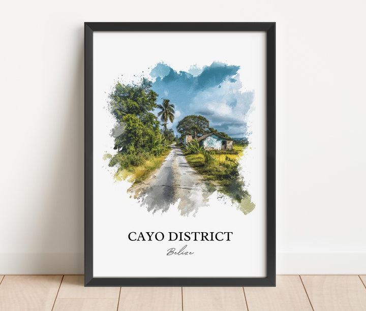 Cayo District Wall Art, Honduras Print, Honduras Watercolor Art, Cayo District Gift, Honduras Travel Print, Travel Poster, Housewarming Gift