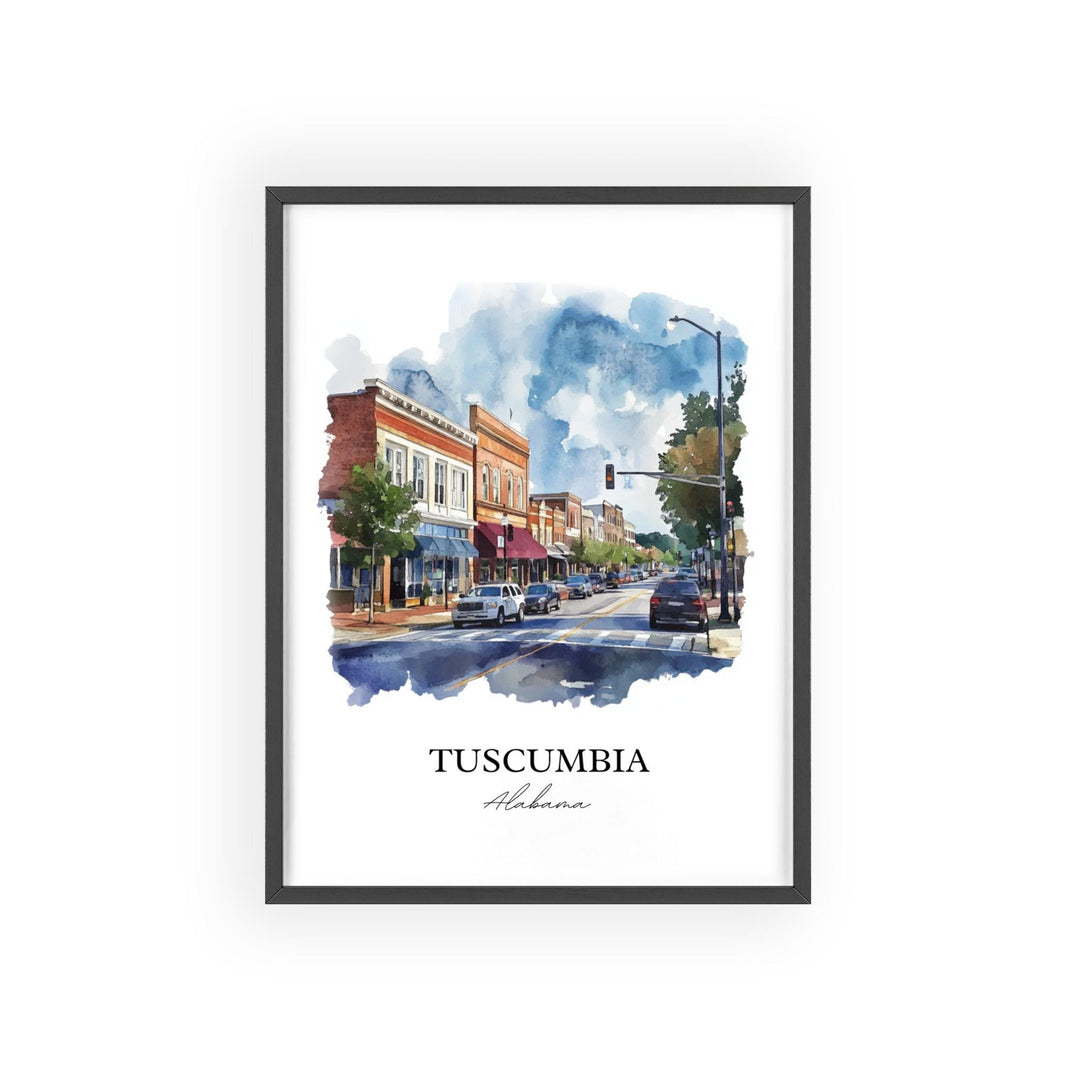 Tuscumbia AL Wall Art, Colbert County AL Print, Alabama Watercolor Art, Tuscumbia Gift, Travel Print, Travel Poster, Housewarming Gift