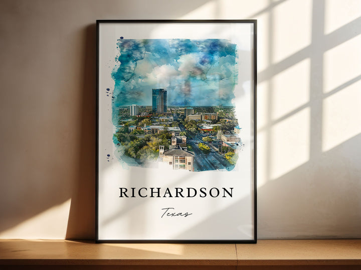 Richardson TX Wall Art, Richardson Print, Richardson Watercolor Art, Richardson Texas Gift,