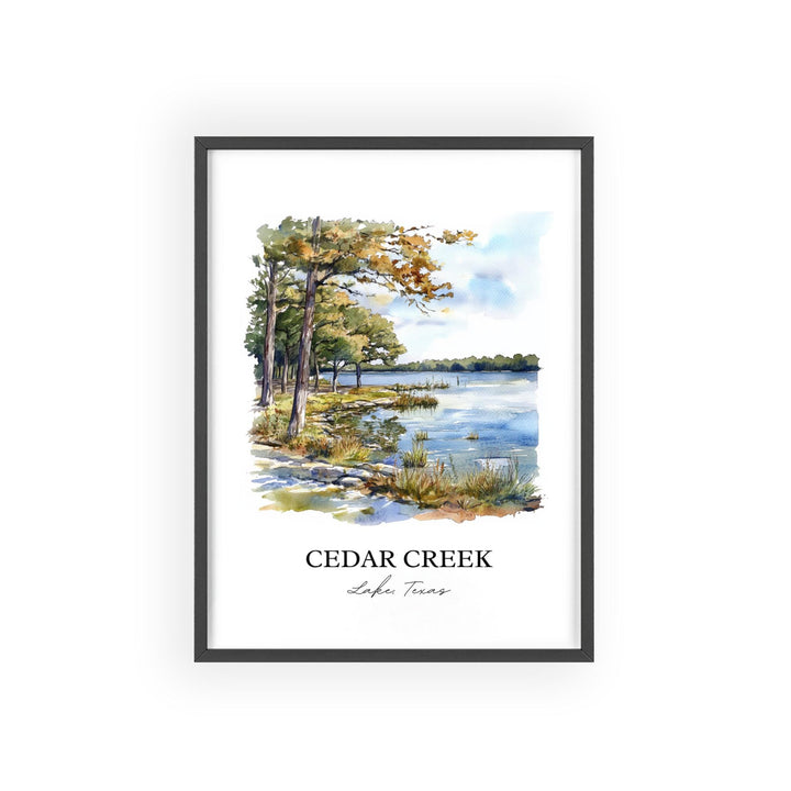 Cedar Creek Lake Wall Art, Kaufman County Print, Texas Watercolor Art, Cedar Creek Lake Gift, Travel Print, Travel Poster, Housewarming Gift