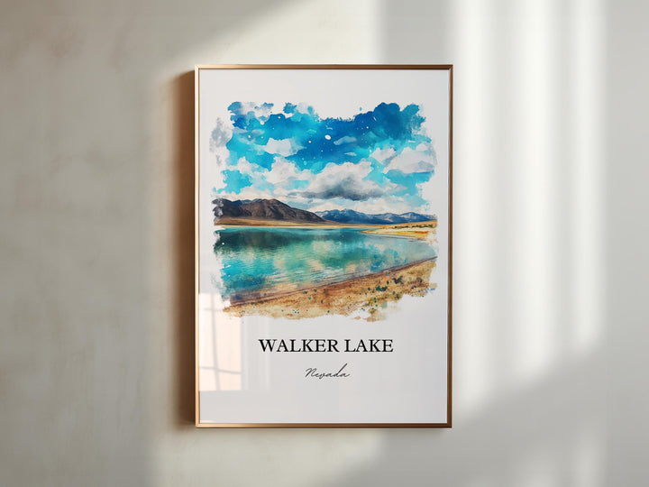 Walker Lake NV Wall Art, Mineral County Print, Reno NV Watercolor Art, Walker Lake Gift, Travel Print, Travel Poster, Housewarming Gift