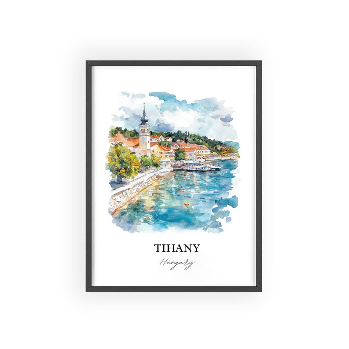 Tihany Wall Art, Tihany Print, Hungary Watercolor Art, Tihany Hungary Gift, Travel Print, Travel Poster, Housewarming Gift