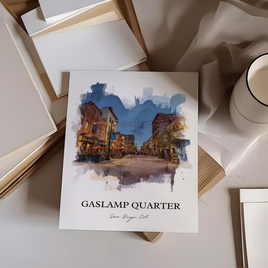 Gaslamp Quarter, San Diego – Watercolor Art Print