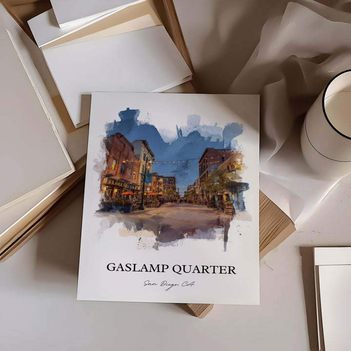 Gaslamp Quarter, San Diego – Watercolor Art Print