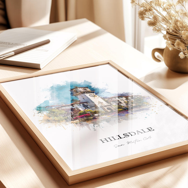 San Mateo, California – Watercolor Art Print