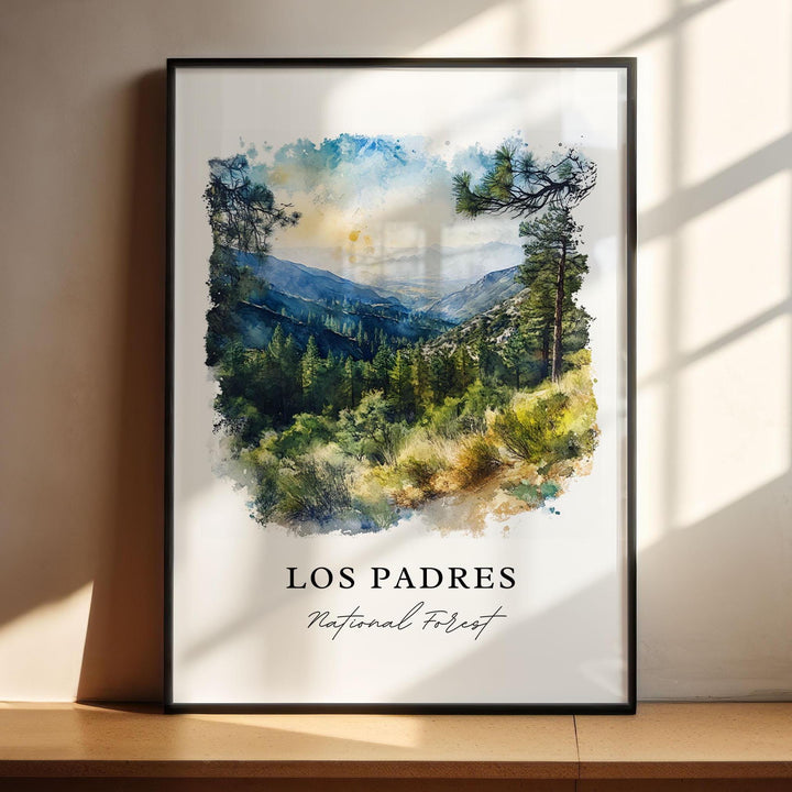 Los Padres National Forest Art, Solvang CA Print, Santa Barbara Watercolor, Los Padres Gift, Travel Poster, Housewarming Gift
