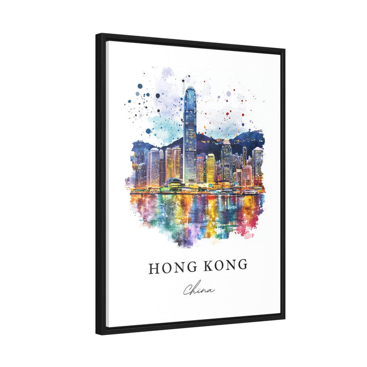 Hong Kong Wall Art, Hong Kong Print, Hong Kong Watercolor Art, Hong Kong Skyline Gift, China