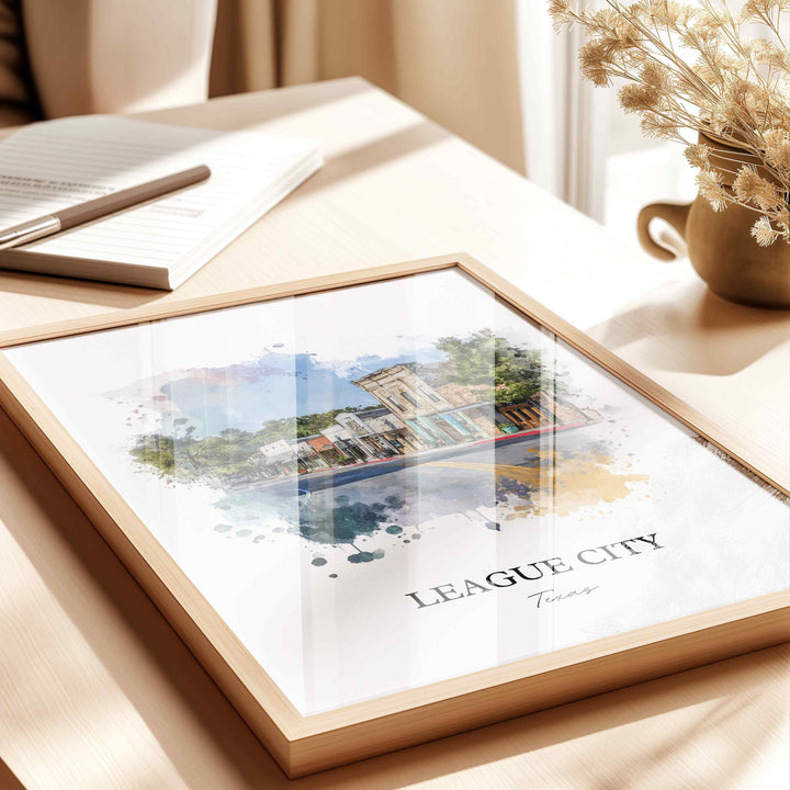 League City, Texas – Watercolor Art Print