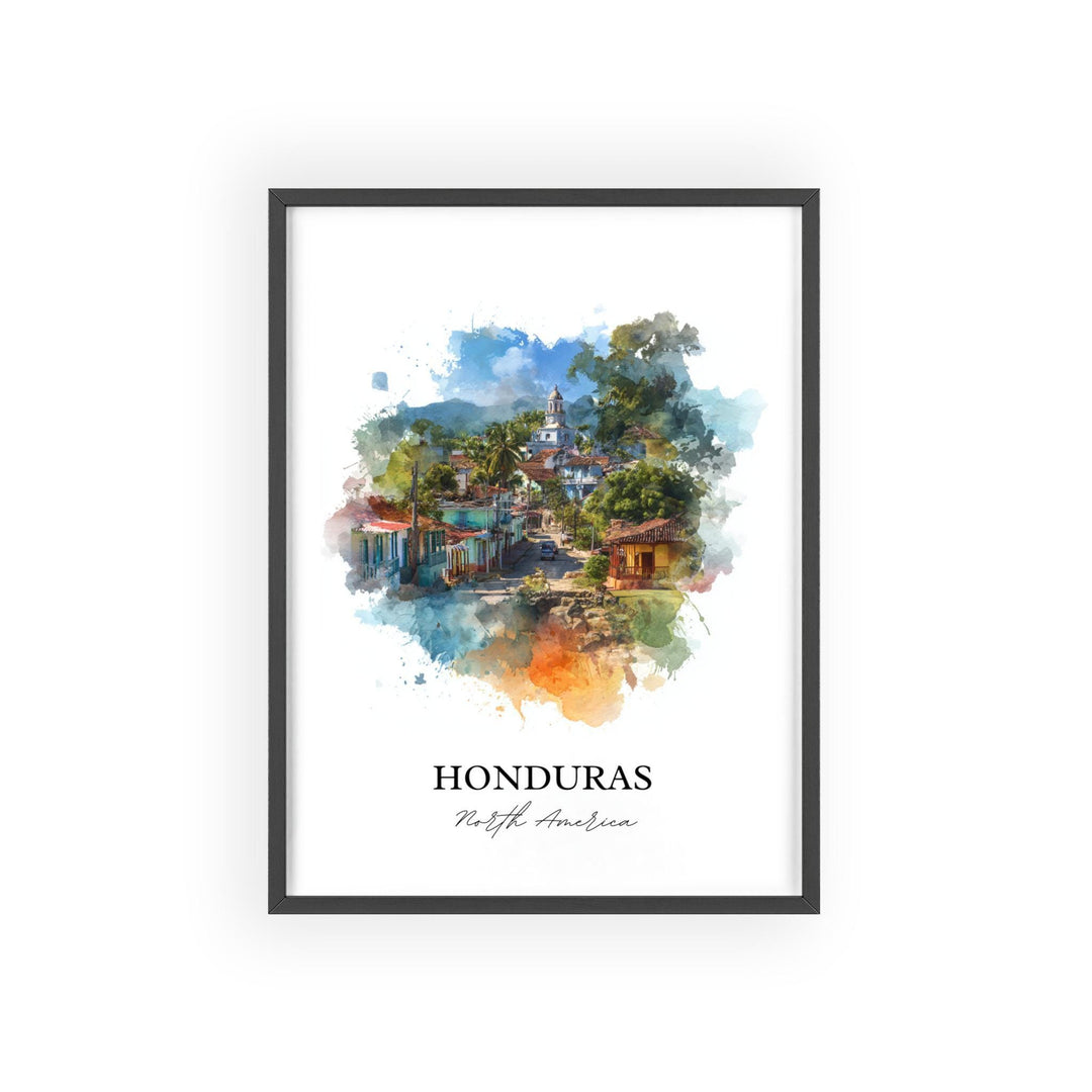 Honduras Wall Art, Honduras Print, Honduras Watercolor Art, Honduras Gift, Travel Print, Travel Poster, Housewarming Gift