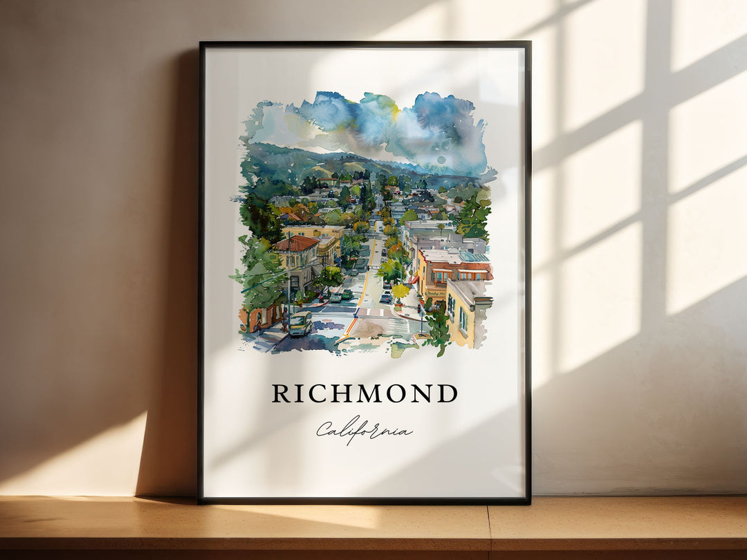 Richmond California Wall Art, Richmond Print, Richmond Watercolor Art, Richmond Gift,