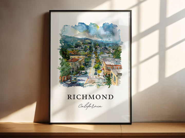 Richmond California Wall Art, Richmond Print, Richmond Watercolor Art, Richmond Gift,