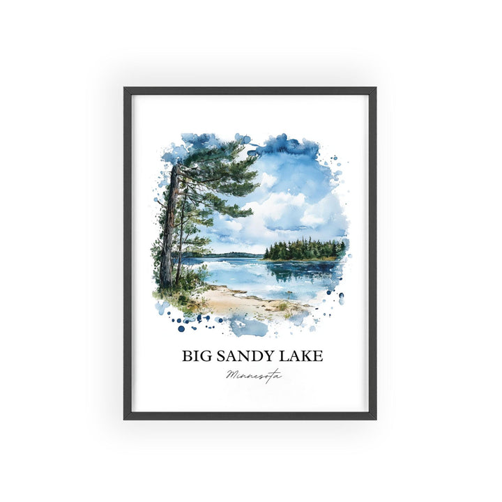 Big Sandy Lake Wall Art, Aitkin County Print, Montana Watercolor Art, Big Sandy Lake Gift, Travel Print, Travel Poster, Housewarming Gift