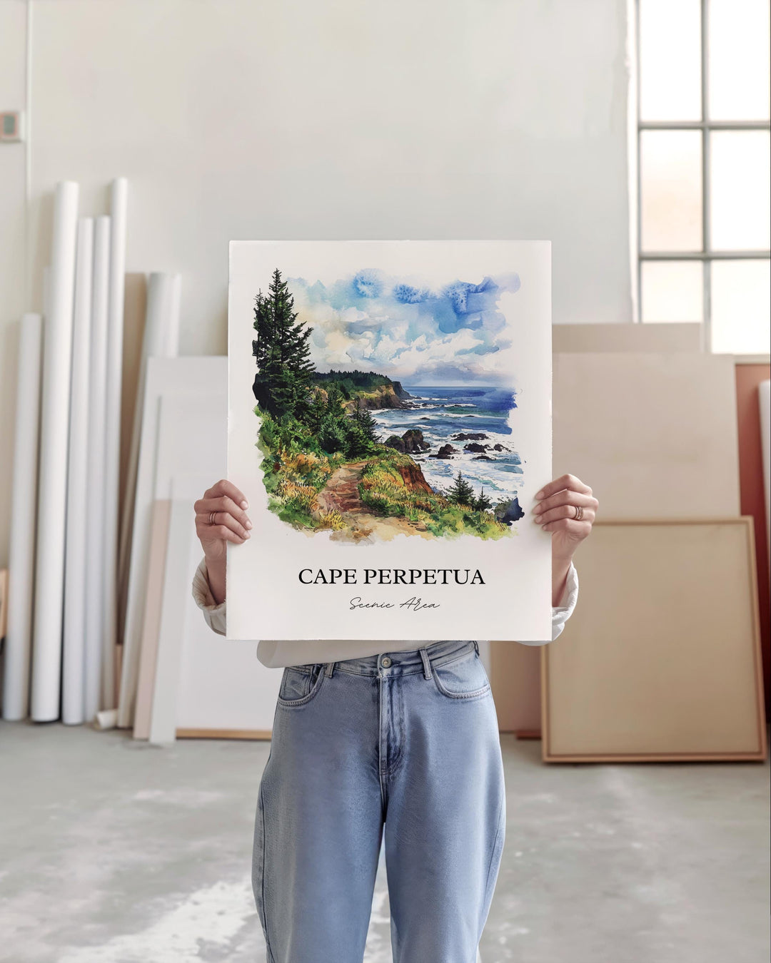 Cape Perpetua, USA – Watercolor Art Print
