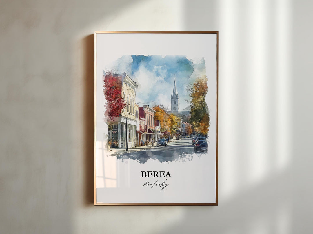 Berea KY Wall Art, Madison County KY Print, Kentucky Watercolor Art, Berea Kentucky Gift, Travel Print, Travel Poster, Housewarming Gift