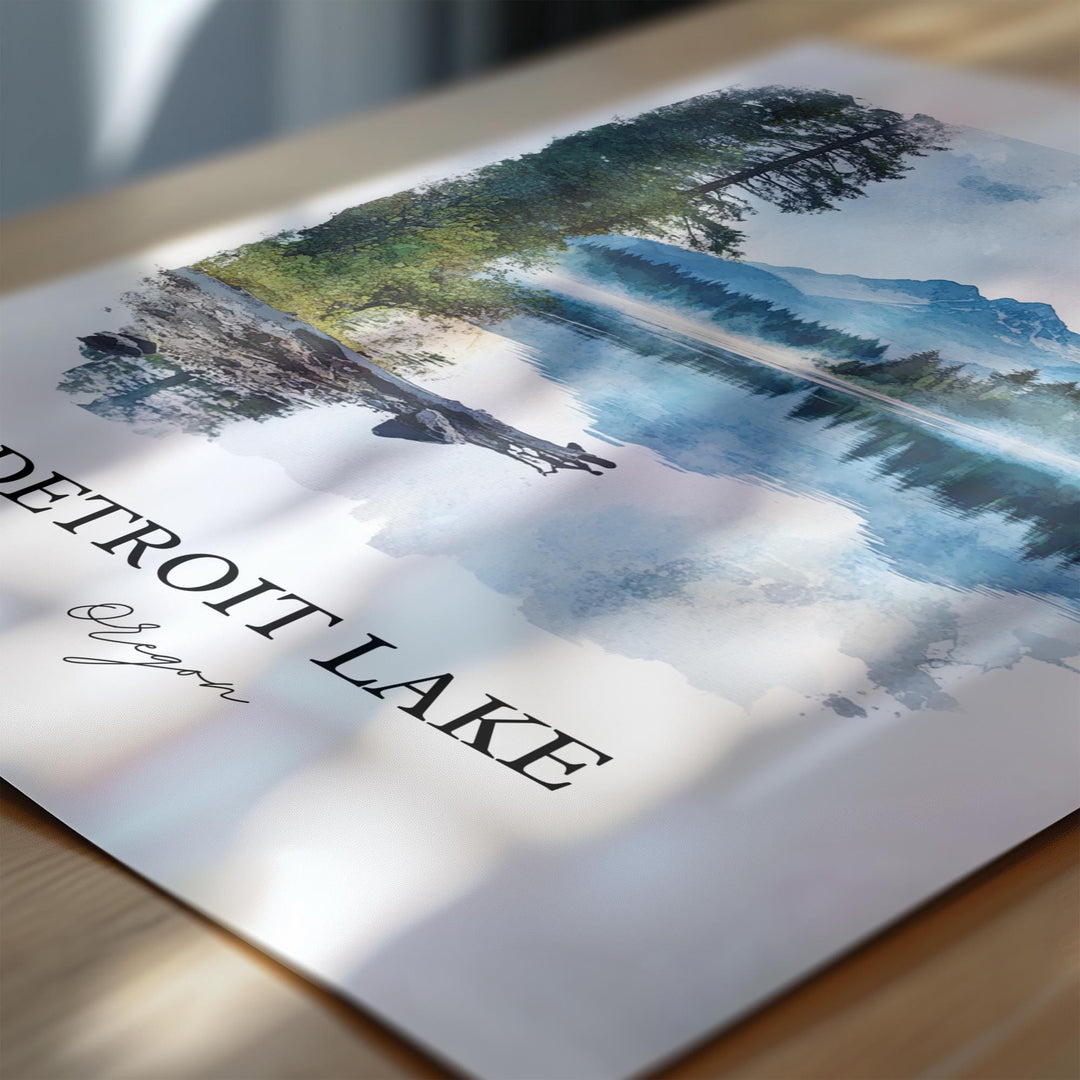Detroit Lake, Oregon, USA – Watercolor Art Print