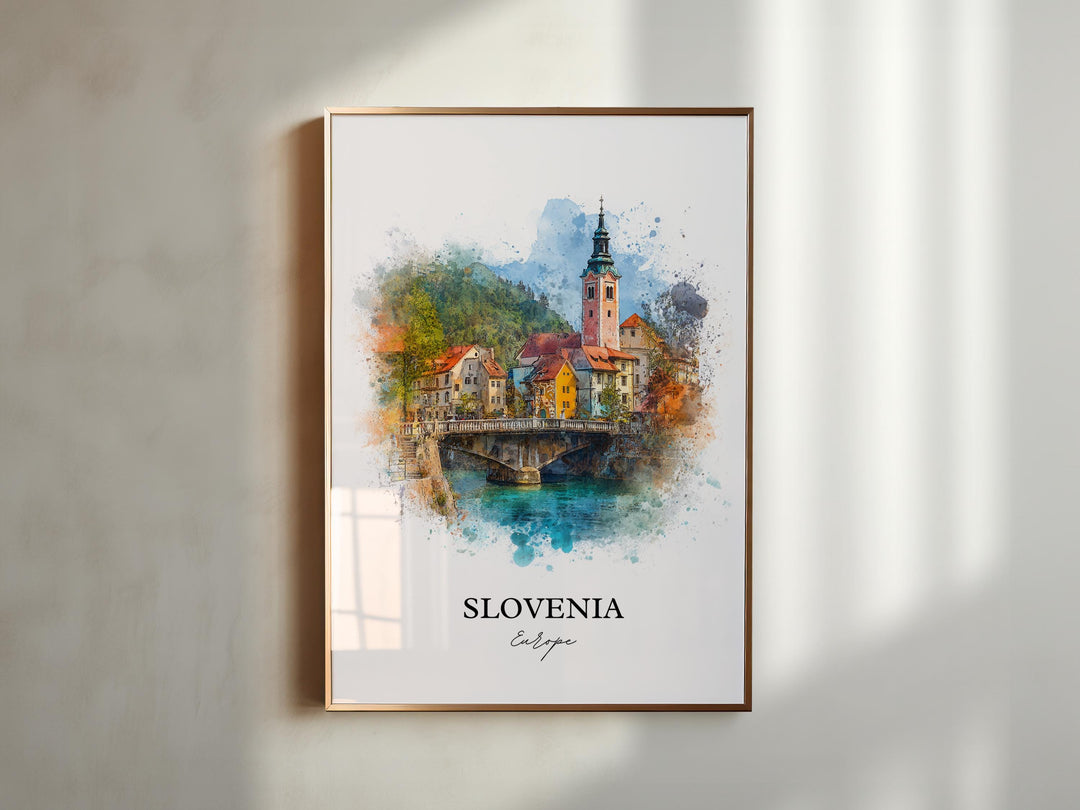 Slovenia Wall Art, Slovenia Print, Slovenia Watercolor Art, Slovenian Gift, Travel Print, Travel Poster, Housewarming Gift