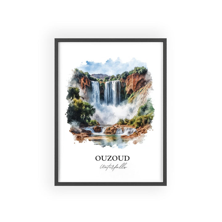 Ouzoud Waterfalls Wall Art, Azilal Print, Morocco Watercolor Art, Ouzoud Waterfalls Gift, Travel Print, Travel Poster, Housewarming Gift