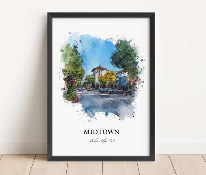Palo Alto, California – Watercolor Art Print
