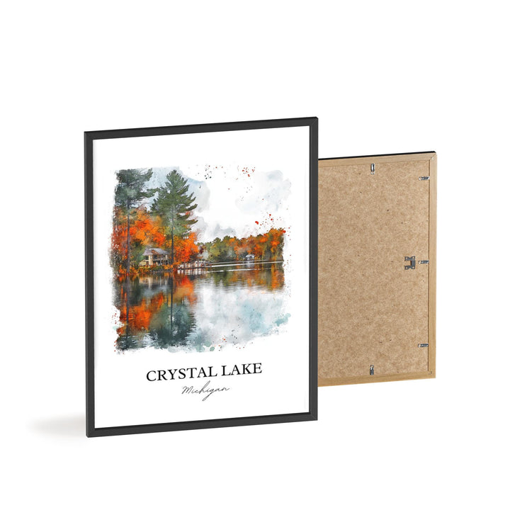 Crystal Lake Michigan Wall Art, Lake Michigan Print, Michigan Watercolor, Crystal Lake Gift, Travel Print, Travel Poster, Housewarming Gift