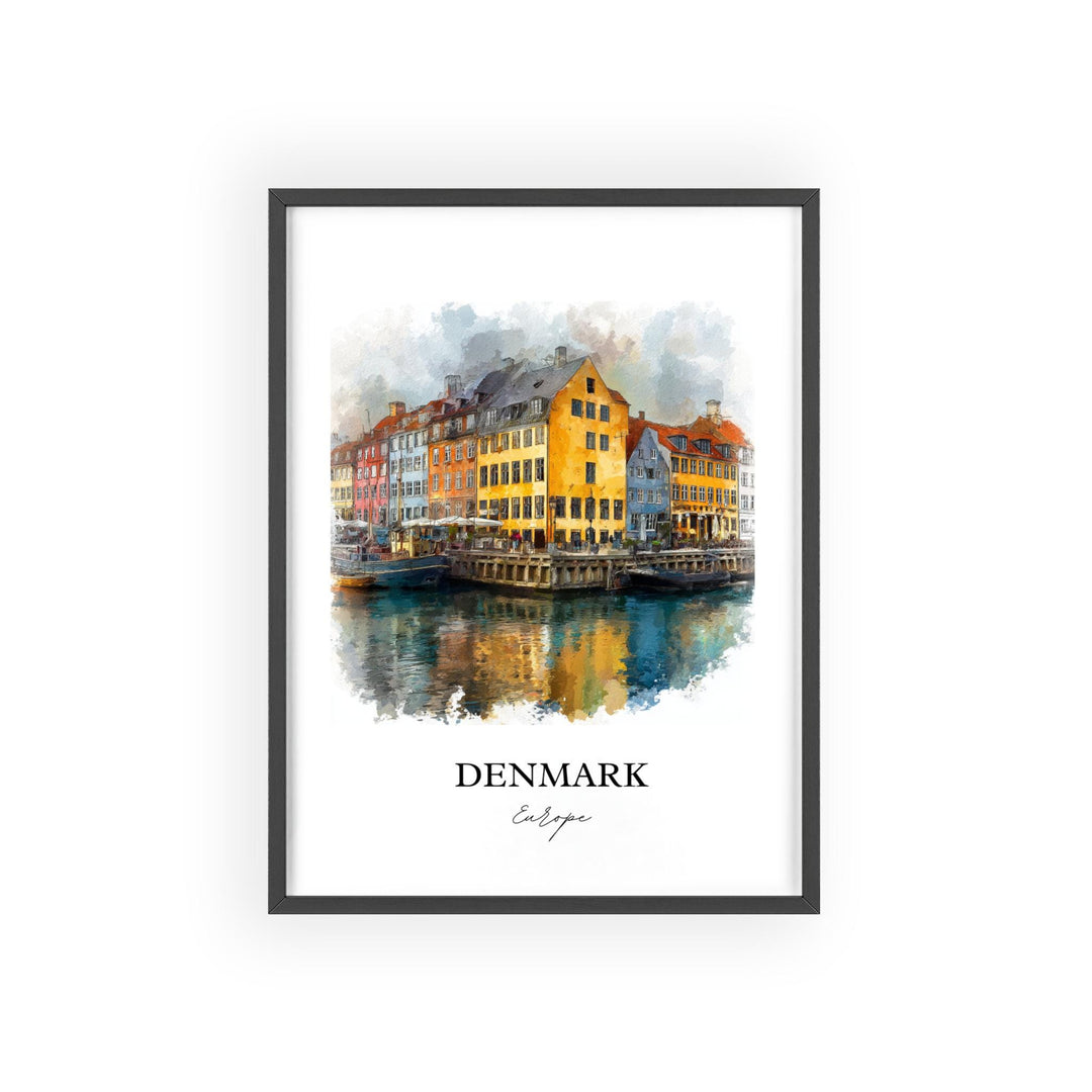 Denmark Wall Art, Denmark Print, Denmark Watercolor Art, Denmark Country Gift, Travel Print, Travel Poster, Housewarming Gift