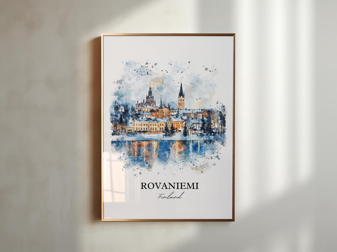 Rovaniemi Wall Art, Finland Print, Finland Watercolor Art, Rovaniemi Finland Gift, Travel Print, Travel Poster, Housewarming Gift