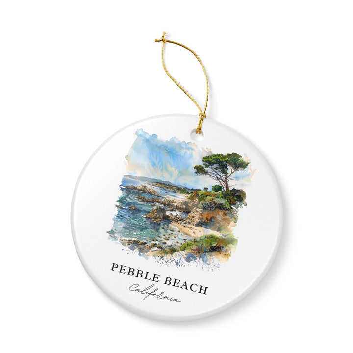 Pebble Beach CA Ornament: Unique Pebble Beach Souvenir, Pebble Beach Xmas Decor, and Authentic Pebble Beach California Gift