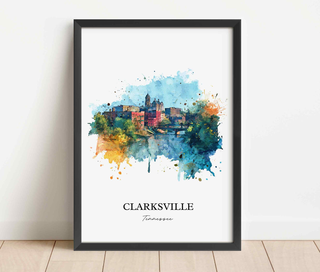 Clarksville, Tennessee – Watercolor Art Print