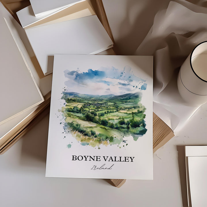Boyne Valley Wall Art, Meath Ireland Print, Ireland Watercolor Art, Boyne Valley Gift, Travel Print, Travel Poster, Housewarming Gift