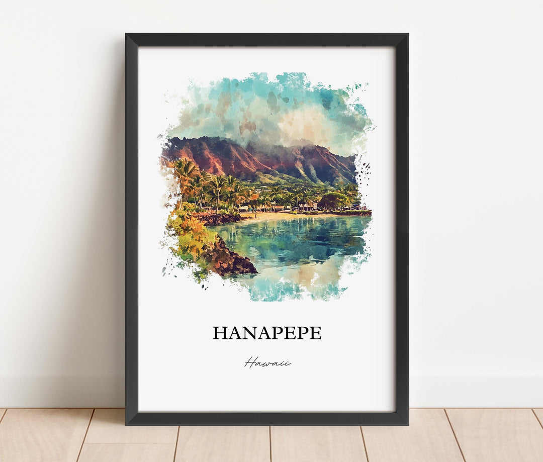 Hanapepe HI Wall Art, Hanapepe Print, Kauai Watercolor Art, Hanapepe Gift, Travel Print, Travel Poster, Housewarming Gift